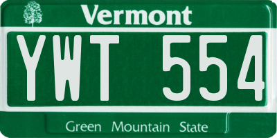 VT license plate YWT554