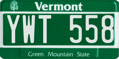 VT license plate YWT558