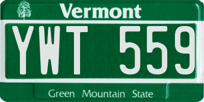 VT license plate YWT559