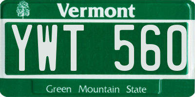 VT license plate YWT560