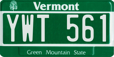 VT license plate YWT561