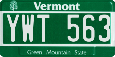 VT license plate YWT563