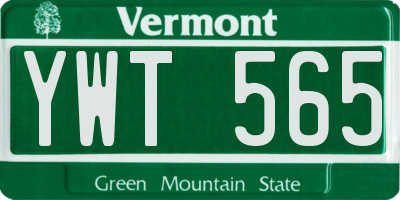 VT license plate YWT565
