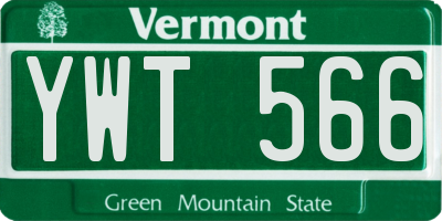 VT license plate YWT566