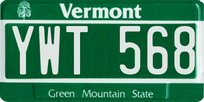 VT license plate YWT568