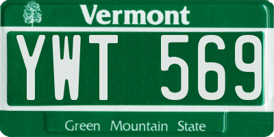 VT license plate YWT569