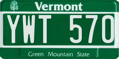 VT license plate YWT570