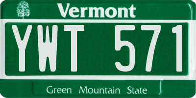 VT license plate YWT571