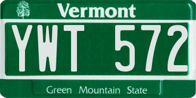 VT license plate YWT572
