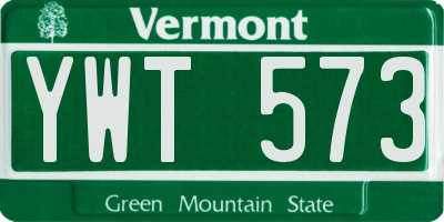 VT license plate YWT573