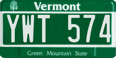 VT license plate YWT574