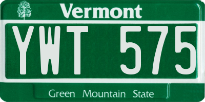 VT license plate YWT575