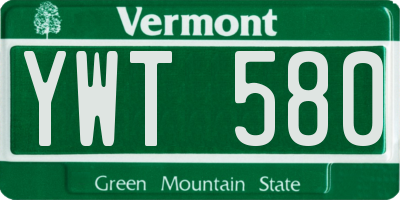 VT license plate YWT580