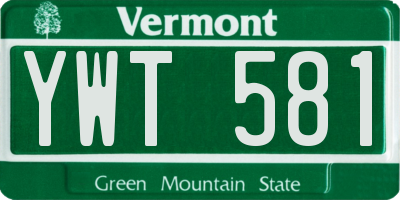 VT license plate YWT581