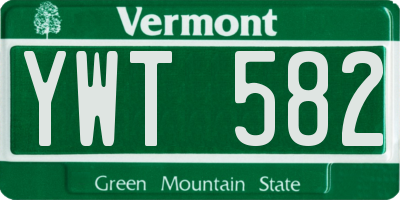 VT license plate YWT582