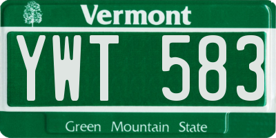 VT license plate YWT583
