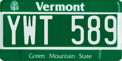 VT license plate YWT589