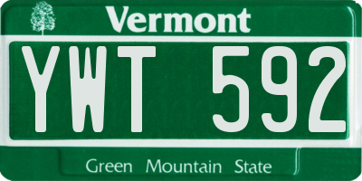 VT license plate YWT592