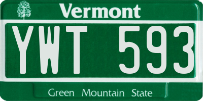 VT license plate YWT593