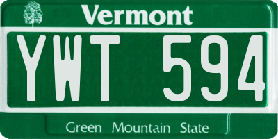 VT license plate YWT594