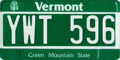 VT license plate YWT596