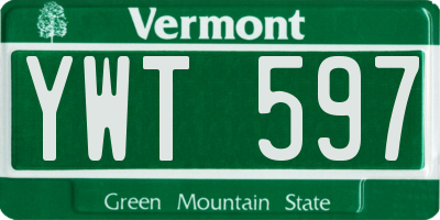 VT license plate YWT597