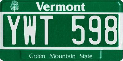 VT license plate YWT598