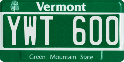 VT license plate YWT600