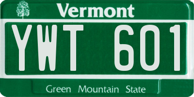VT license plate YWT601