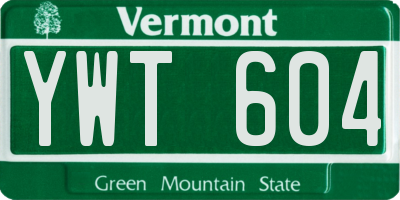 VT license plate YWT604