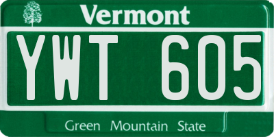 VT license plate YWT605