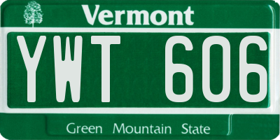 VT license plate YWT606