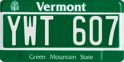 VT license plate YWT607