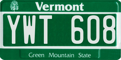 VT license plate YWT608