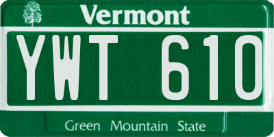 VT license plate YWT610