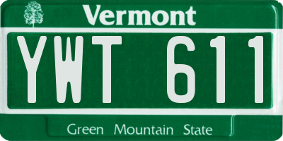 VT license plate YWT611