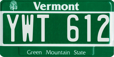 VT license plate YWT612