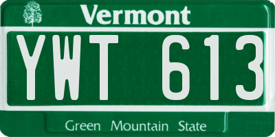 VT license plate YWT613
