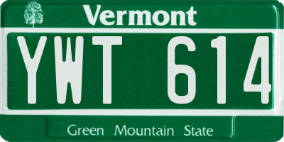 VT license plate YWT614