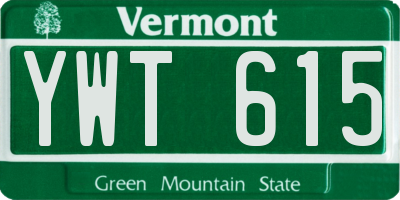 VT license plate YWT615