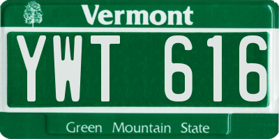 VT license plate YWT616