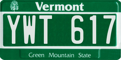 VT license plate YWT617