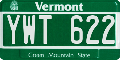 VT license plate YWT622