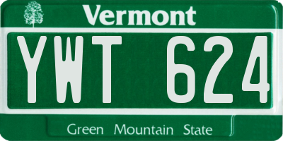 VT license plate YWT624