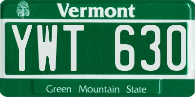 VT license plate YWT630
