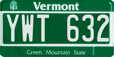 VT license plate YWT632