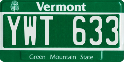 VT license plate YWT633