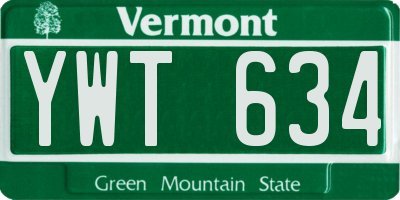 VT license plate YWT634