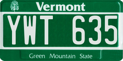 VT license plate YWT635