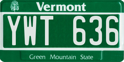VT license plate YWT636